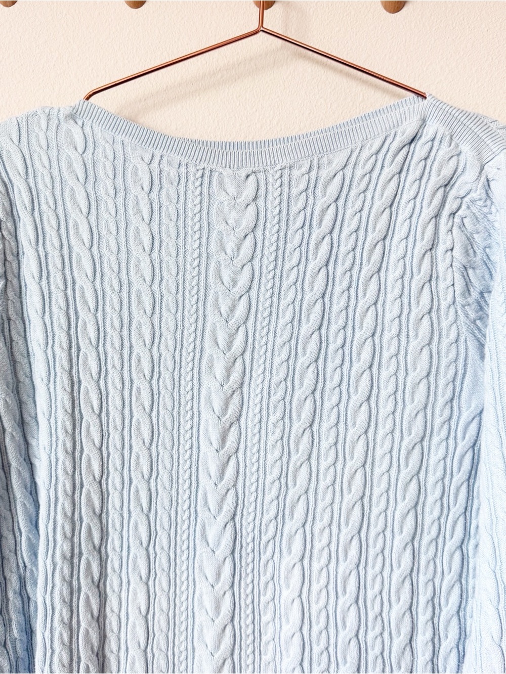 Lands' End Baby Blue Cable Knit Boat Neck Sweater - Picture 2 of 9